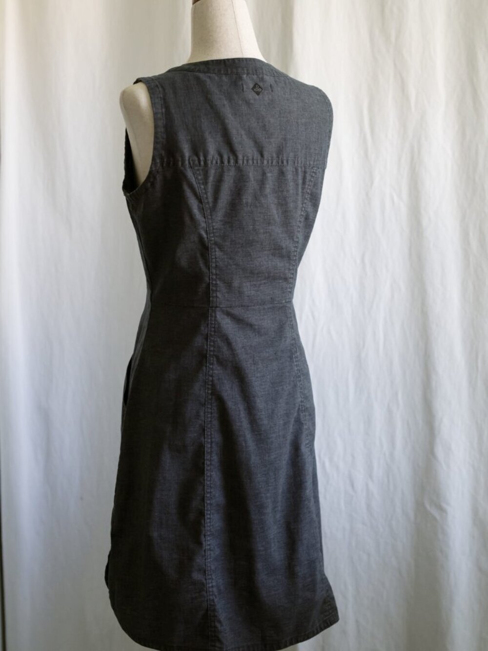 prAna Chambray Button Dress Grey Sleeveless XS - Picture 5 of 6